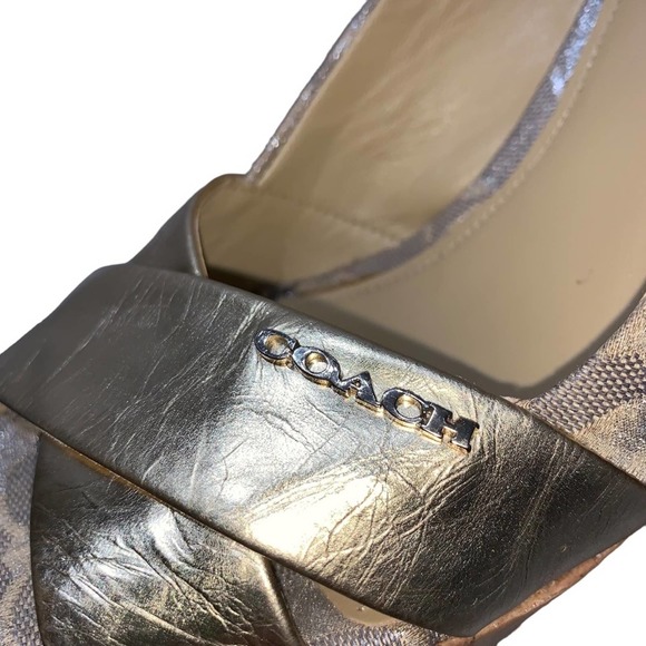 Coach - Jessy gold and cork wedges Slingback style, size9 - Picture 8 of 14